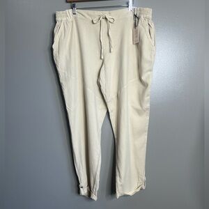 Sincerely Jules linen blend cream cuffed pants size xl beachy coastal relaxed